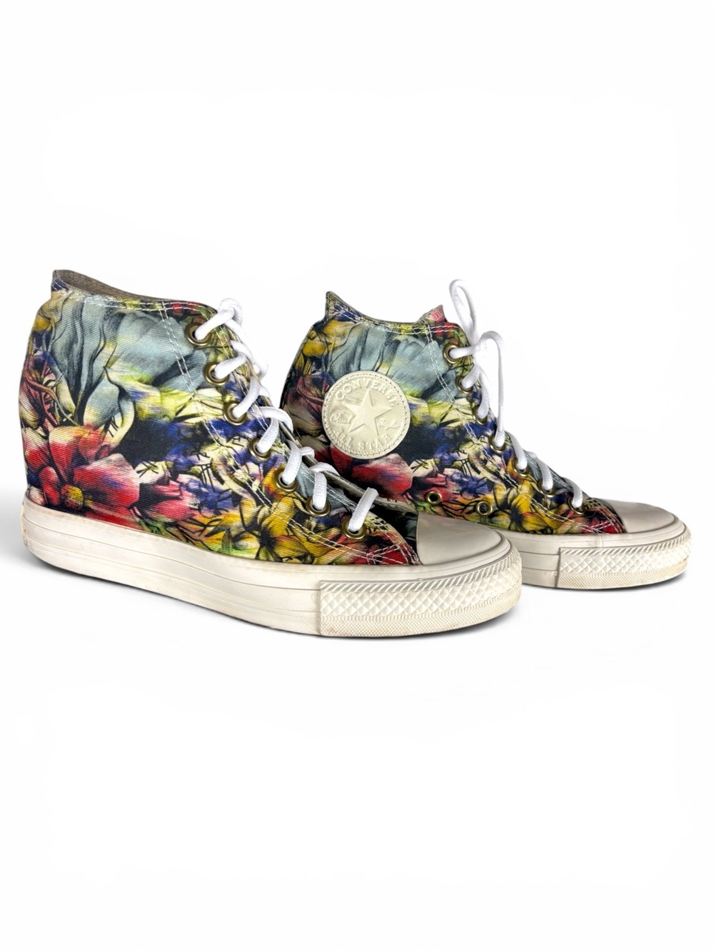 Converse Chuck Taylor All Star Lux Hi Floral Hidden Wedge Sneakers 7 - Picture 2 of 15
